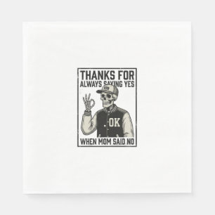 Funny Skeleton Dad Saying Yes Vintage Shirt Design Napkins