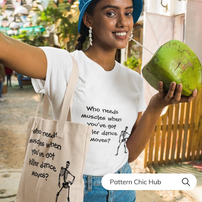 Funny Skeleton Dance Modern Elegant Halloween Vibe Tote Bag (Creator Uploaded)