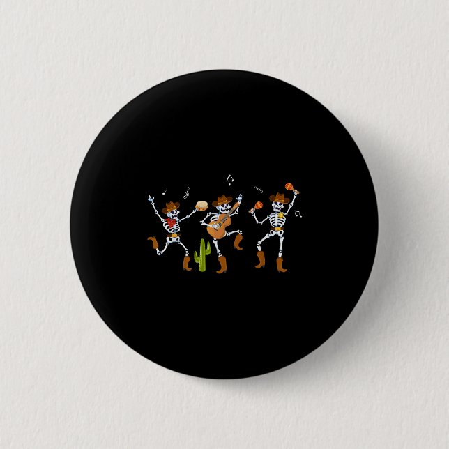 Funny Skeleton Dancing Cowboy Cowgirl Halloween  Button (Front)
