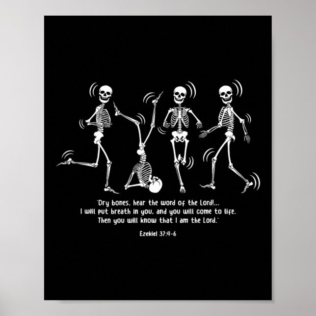 Funny Skeleton Dancing Dry Bones Come Alive Hallow Poster (Front)