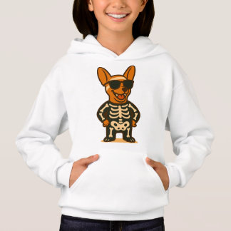 Funny skeleton dog Halloween print for kids clothi Hoodie