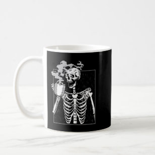 Funny Skeleton Drinking Coffee Caffeine Lover Coff Coffee Mug