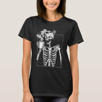 Funny Skeleton Drinking Coffee Caffeine Lover Coff T-Shirt