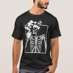 Funny Skeleton Drinking Coffee Caffeine Lover Coff T-Shirt