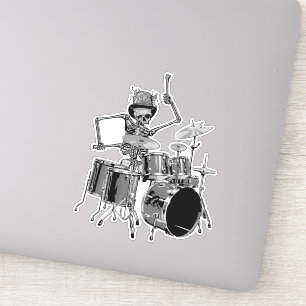 Funny Skeleton Drummer Musician Sticker