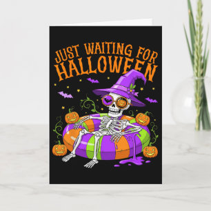Funny Skeleton Float Just Waiting For Halloween Me Card