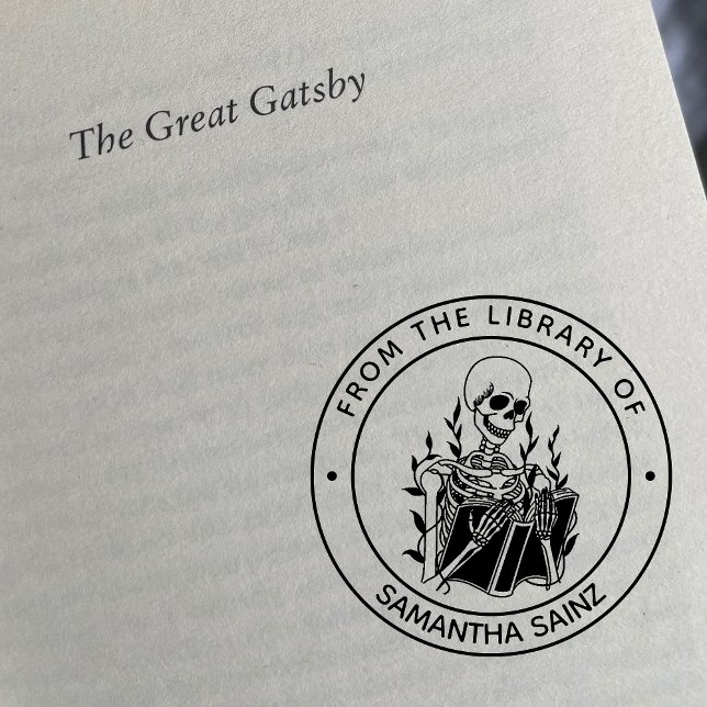 Funny Skeleton From the Library Of Gothic Book Rubber Stamp (Creator Uploaded)