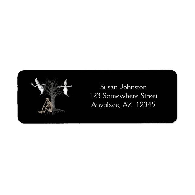 Funny Skeleton Ghosts Halloween Address Label (Front)