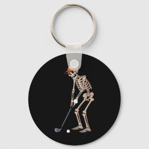 Funny Skeleton Golf Player Golfer Men Dad Hallowee Keychain
