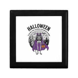 Funny Skeleton Halloween Cape Quote Vintage Design Gift Box