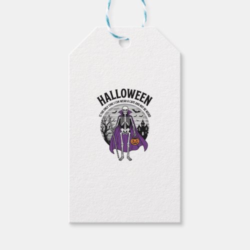 Funny Skeleton Halloween Cape Quote Vintage Design Gift Tags