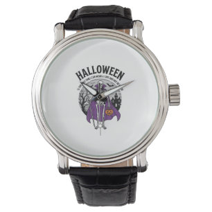 Funny Skeleton Halloween Cape Quote Vintage Design Watch