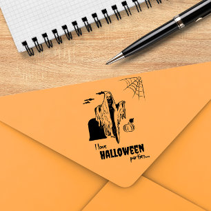 Funny Skeleton Halloween Custom Stamp