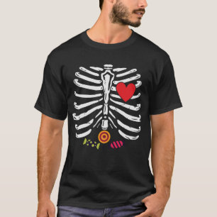 Funny Skeleton Halloween Heart Candies T-Shirt