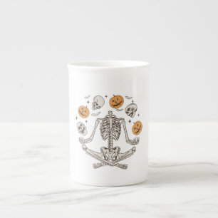 Funny Skeleton Halloween mug, Spooky Season gift Bone China Mug