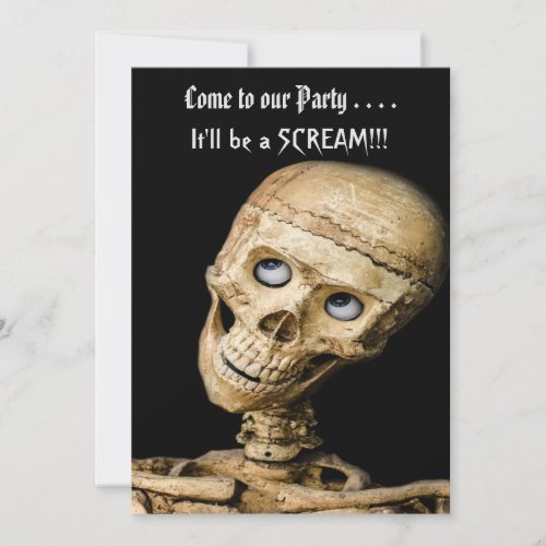 Funny Skeleton Halloween Party Invitation