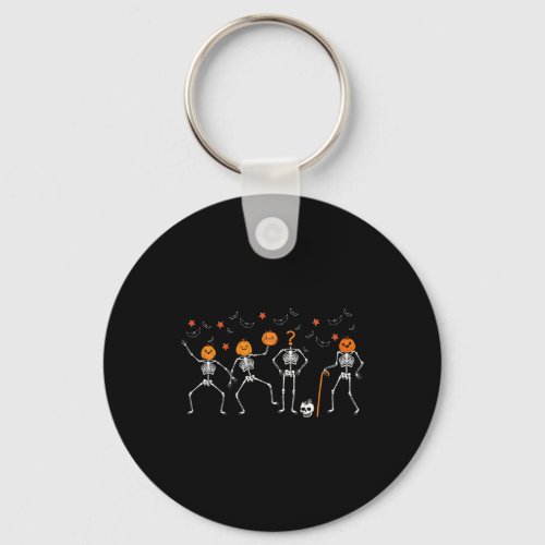 Funny Skeleton Halloween Shirt Pumpkin Halloween Keychain