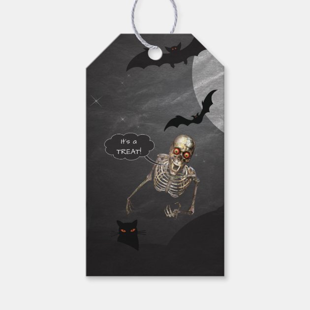 Funny Skeleton Halloween Treat Tags