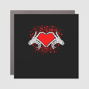 Funny Skeleton Hand Heart Valentines Day Playful Car Magnet