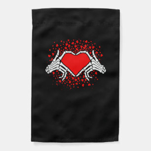 Funny Skeleton Hand Heart Valentines Day Playful Garden Flag