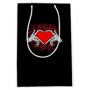 Funny Skeleton Hand Heart Valentines Day Playful Medium Gift Bag