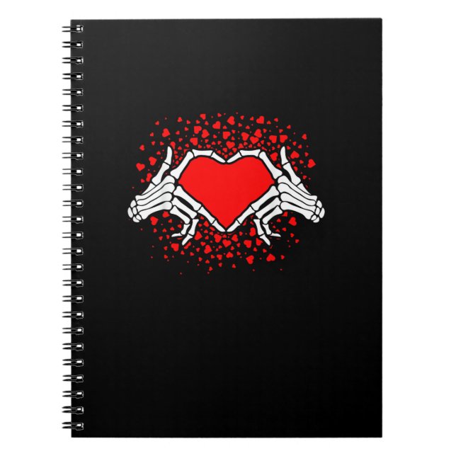 Funny Skeleton Hand Heart Valentines Day Playful Notebook (Front)