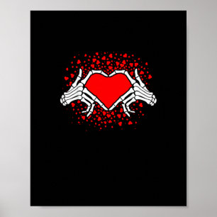 Funny Skeleton Hand Heart Valentines Day Playful Poster