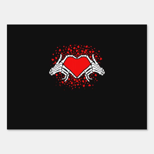 Funny Skeleton Hand Heart Valentines Day Playful Sign (Front)