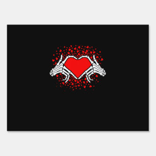 Funny Skeleton Hand Heart Valentines Day Sign