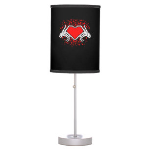 Funny Skeleton Hand Heart Valentines Day Table Lamp