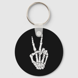 Funny Skeleton Hands Peace Sign Love Halloween Cos Keychain