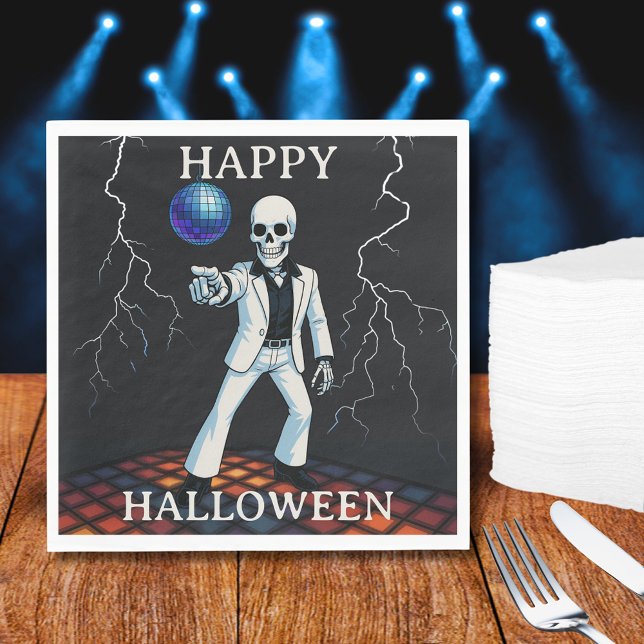 Funny Skeleton Haunted Disco Halloween Party Napkins (Funny Skeleton Haunted Disco Halloween Party Napkins)
