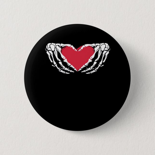 Funny Skeleton Heart Hands Classic Look Button (Front)