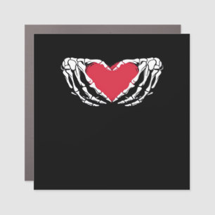 Funny Skeleton Heart Hands Classic Look Car Magnet