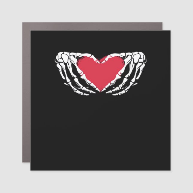 Funny Skeleton Heart Hands Classic Look Car Magnet (Front)