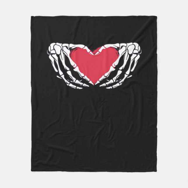 Funny Skeleton Heart Hands Classic Look Fleece Blanket (Front)