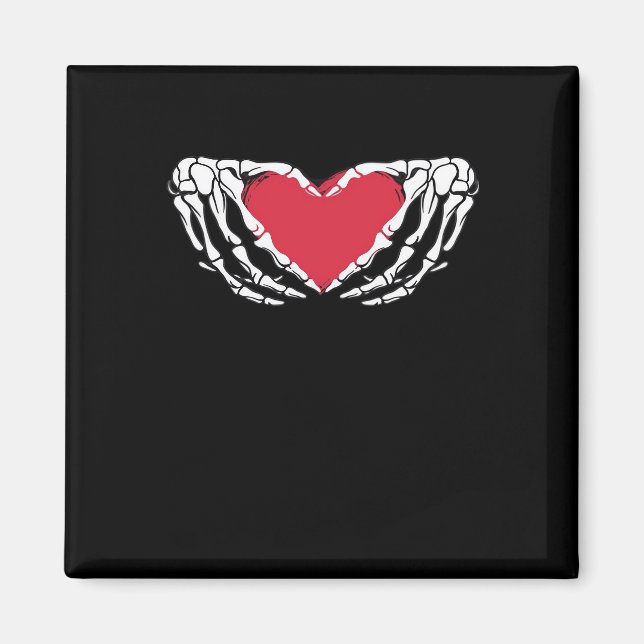 Funny Skeleton Heart Hands Classic Look Magnet (Front)