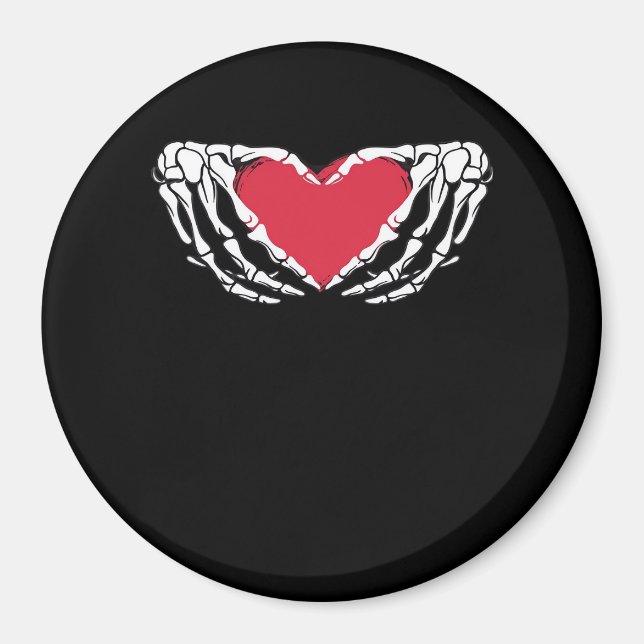 Funny Skeleton Heart Hands Classic Look Magnet (Front)