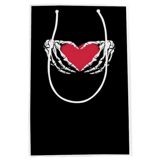 Funny Skeleton Heart Hands Classic Look Medium Gift Bag (Front)
