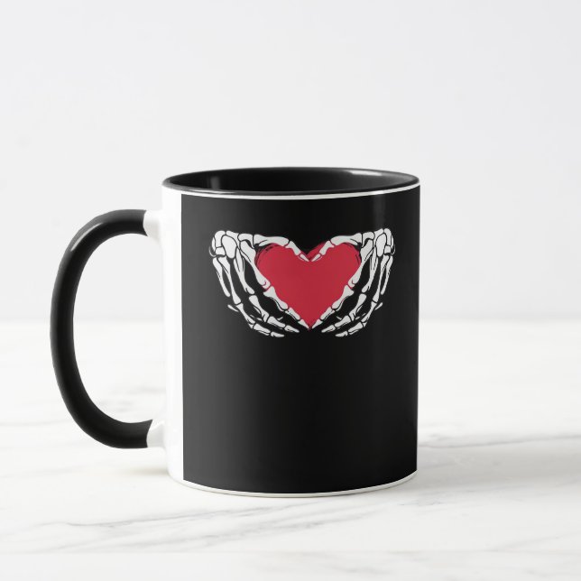 Funny Skeleton Heart Hands Classic Look Mug (Left)