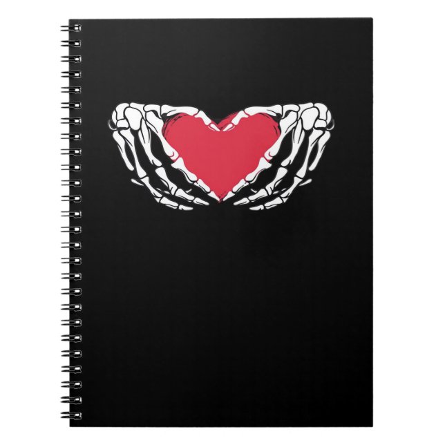 Funny Skeleton Heart Hands Classic Look Notebook (Front)