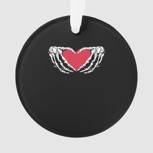 Funny Skeleton Heart Hands Classic Look Ornament (Front)
