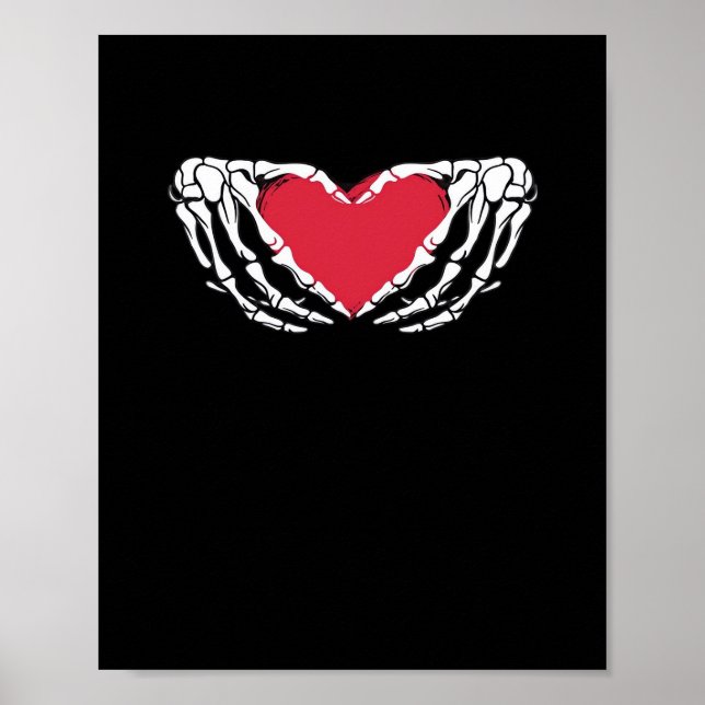 Funny Skeleton Heart Hands Classic Look Poster (Front)