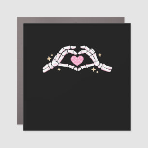 Funny Skeleton Heart Hands Creative Vibe Car Magnet