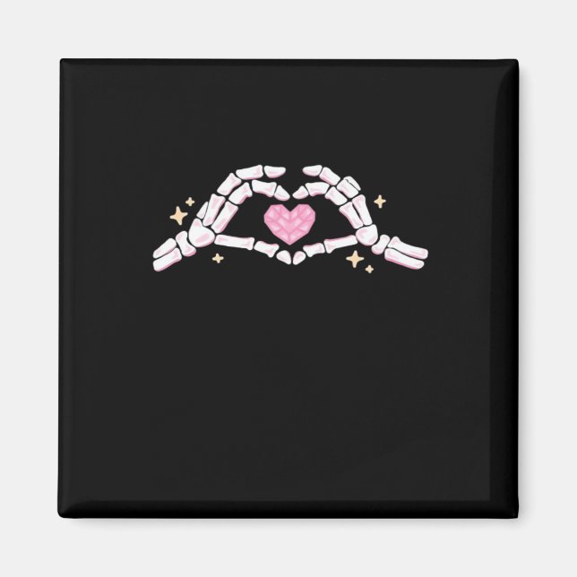 Funny Skeleton Heart Hands Creative Vibe Magnet (Front)