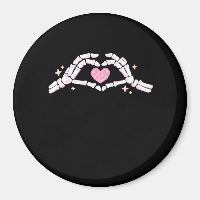 Funny Skeleton Heart Hands Creative Vibe Magnet (Front)