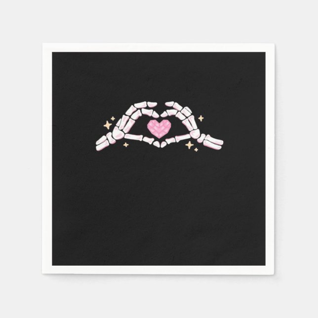 Funny Skeleton Heart Hands Creative Vibe Napkins (Front)