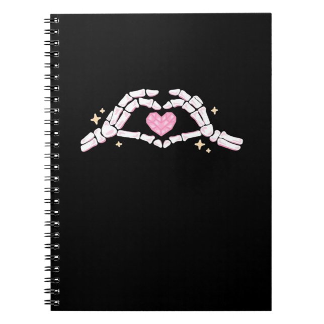 Funny Skeleton Heart Hands Creative Vibe Notebook (Front)