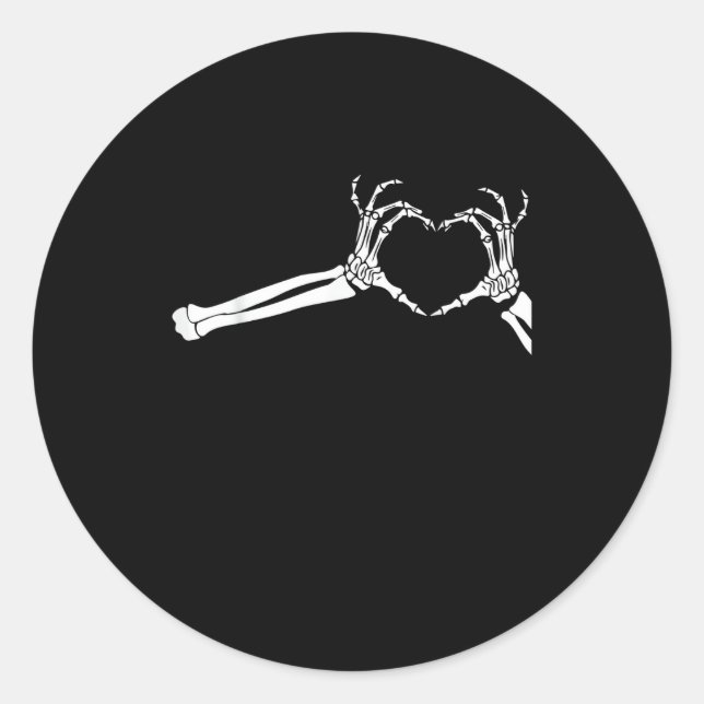 Funny Skeleton Heart Hands Halloween Costume Classic Round Sticker (Front)