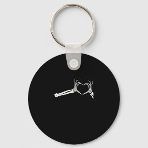 Funny Skeleton Heart Hands Halloween Costume Keychain